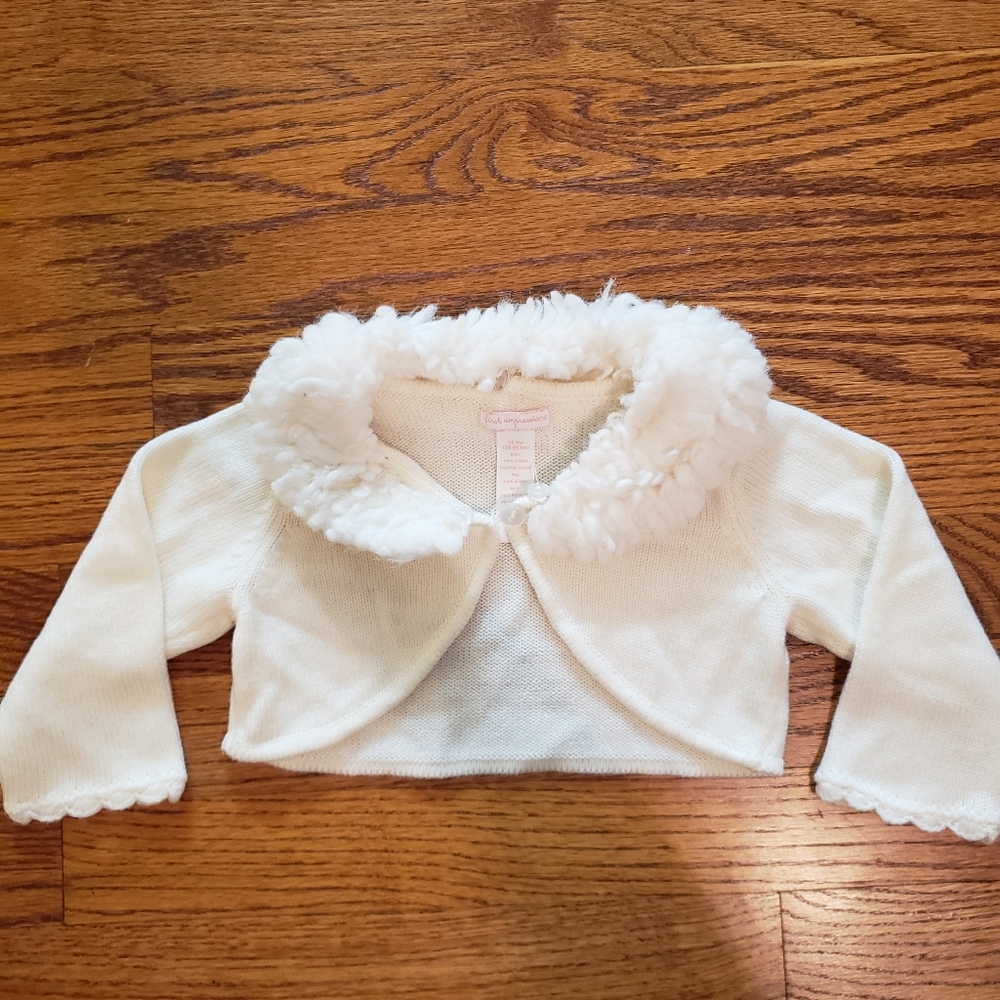 First Impressions Cropped Fur Collar Cardigan